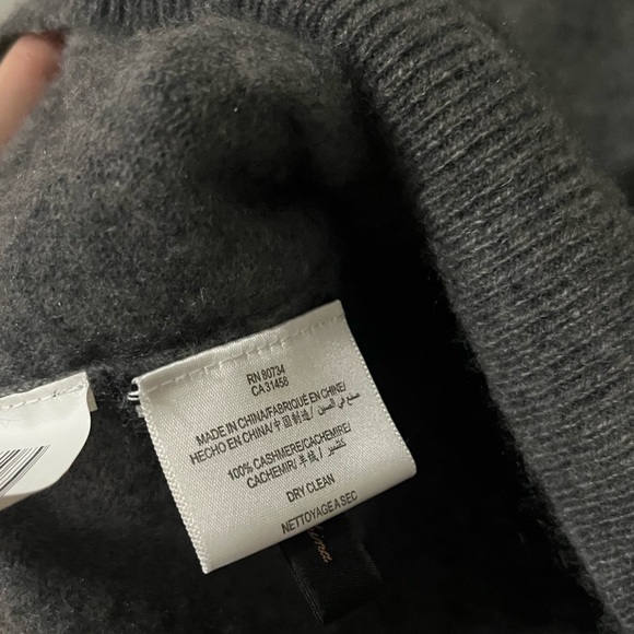 100% cashmere BCBG grey v neck hooded long sleeve sweater hoodie - Picture 6 of 7